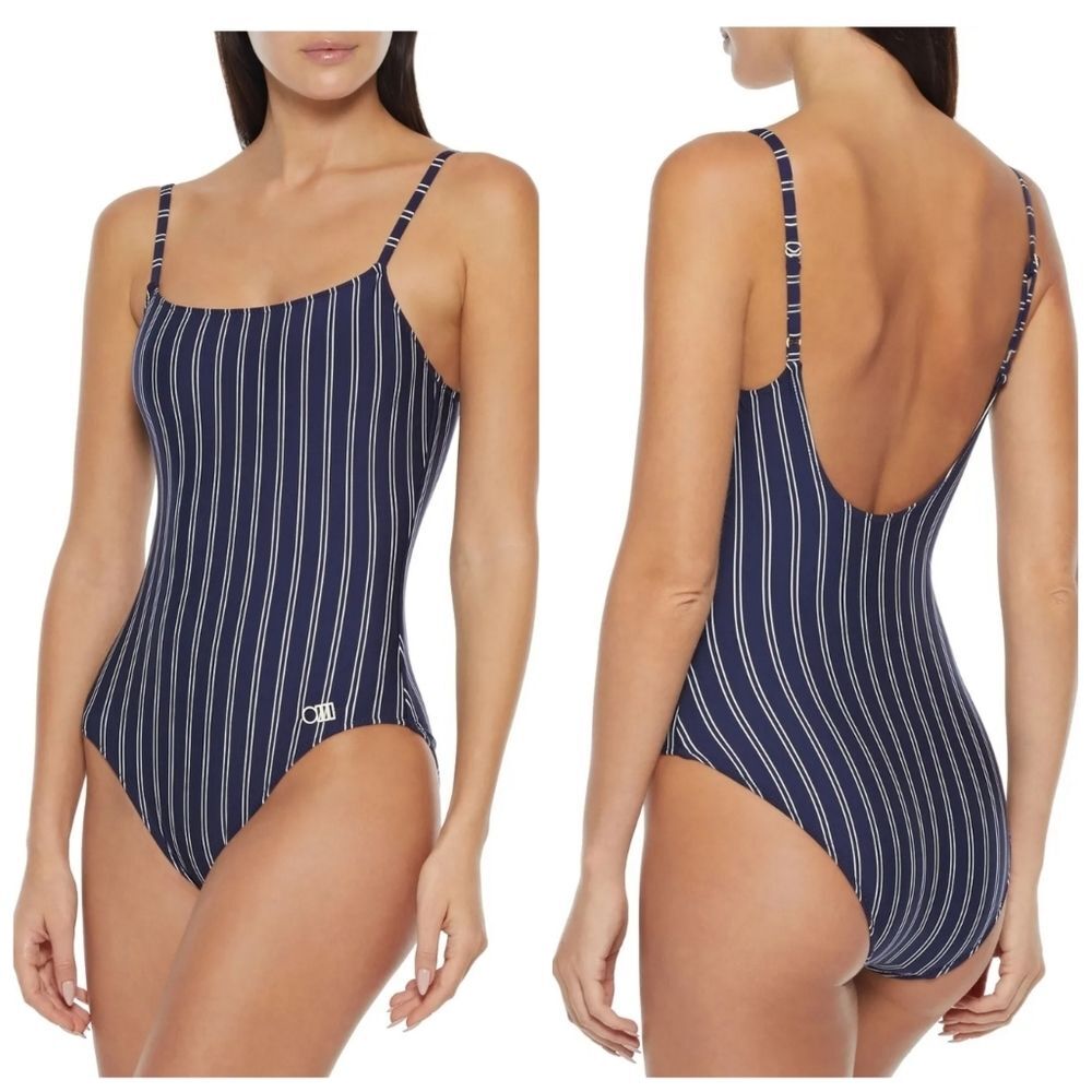 NWT|SOLID & STRIPED Navy Blue Nina Striped One-Piece Swimsuit, XS